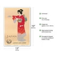 thumbnail image 2 of Japan - Geisha in Red Kimono - Japan Air Lines - Vintage Airline Travel Poster by Mitsumura c.1950s - Master Art Print (Unframed) 13in x 19in, 2 of 4