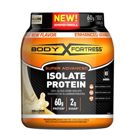 Body Fortress--Super Advanced Isolate Protein, Vanilla--Protein Powder Supplement-- Reduced Fat & Carbohydrates, --1-1.5lb.