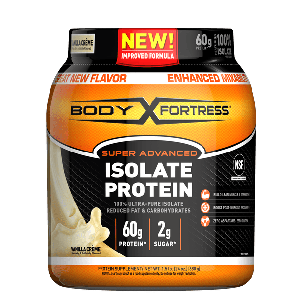 Body Fortress Super Advanced Isolate Protein Powder, Vanilla, 60g