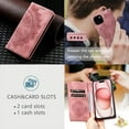 thumbnail image 4 of Case for iPhone 14 Plus Wallet Case for Women Girls with Card Holder, Embossed Flower Pattern Magnetic Flip PU Leather Purse Protective Phone Cover for iPhone 14 Plus, Pink, 4 of 11