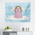 thumbnail image 1 of Angel Wings Tapestry, Cartoon Girl with Fishes in a Bird Form Tale Fantasy Character Cartoon, Fabric Wall Hanging Decor for Bedroom Living Room Dorm, 2 Sizes, Multicolor, by Ambesonne, 1 of 1