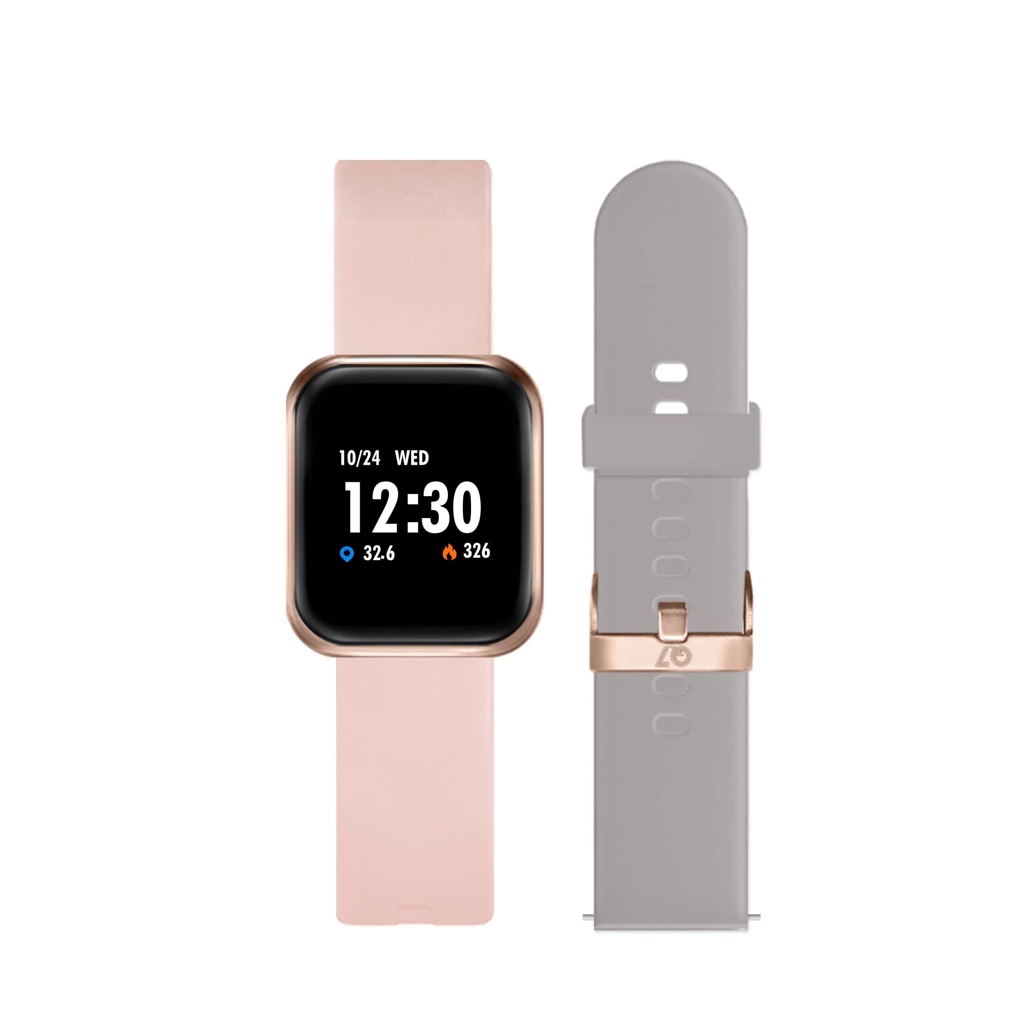 Q7 Smartwatch Fitness with Interchangeable Straps Compatible w iOS & Android (Blush/Grey) - Walmart.com