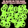 thumbnail image 4 of ArtCreativity Smiley Face Glow in the Dark Bouncy Balls for Kids, Green, 36 Pack, 4 of 8