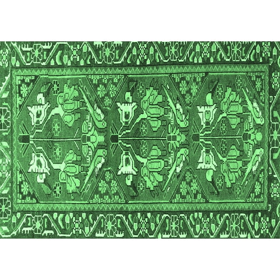 Ahgly Company Indoor Rectangle Persian Emerald Green Traditional Area Rugs, 5' x 7'
