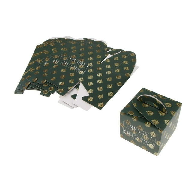 GUOOL 10 Party Paper Favour Gift Cupcake Lunch Carrier Boxes Green Bell