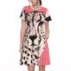 thumbnail image 1 of Fotbe Pink Cheetah Art Vestido Largo de Moda para Mujer, Vestido Tipo Camiseta con Manga Corta y Estilo Casual a Rayas y Bloques de Color, 1 of 6