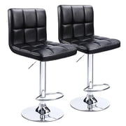 Lacoo Set of 2 Bar Stools Adjustable Swivel Armless Barstools with PU Leather, Black