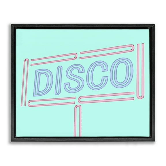 Stupell Industries Retro Disco Sign Typography Painting Black Floater Framed Art Print Wall Art, 21 x 17