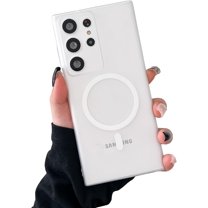 Magnetic Case for Samsung Galaxy S23 Ultra Compatible with MagSafe Non-Yellowing Anti-Fingerprint Scratch Hard Clear PC Back Shockproof Protective Case, White