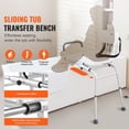 thumbnail image 5 of Sliding Tub Transfer Bench with Cut-Out Seat - White Aluminum Shower Chair for Elderly & Disabled - Adjustable Height, 400lb Capacity - Bathroom Safety Seat, 5 of 10