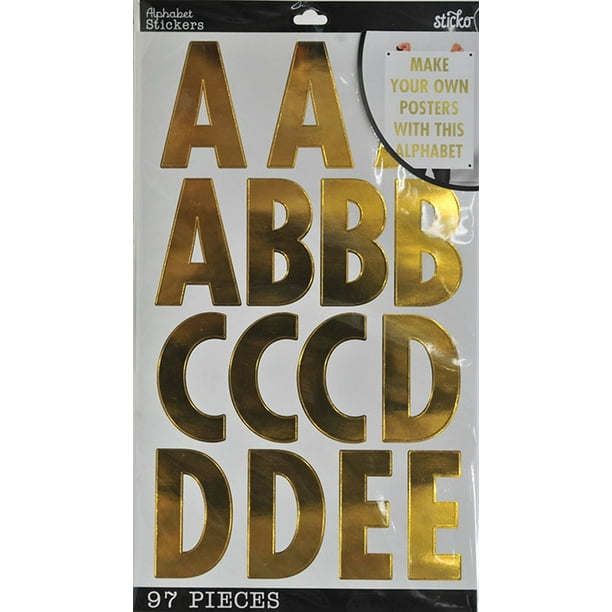 Wilton Sticko Xl Gold Poster Alphabet Stickers, 116 Piece