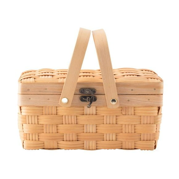 6 x 9.5 x 4.75 in. Woodchip Picnic Basket with Cover & Folding Handles - Small