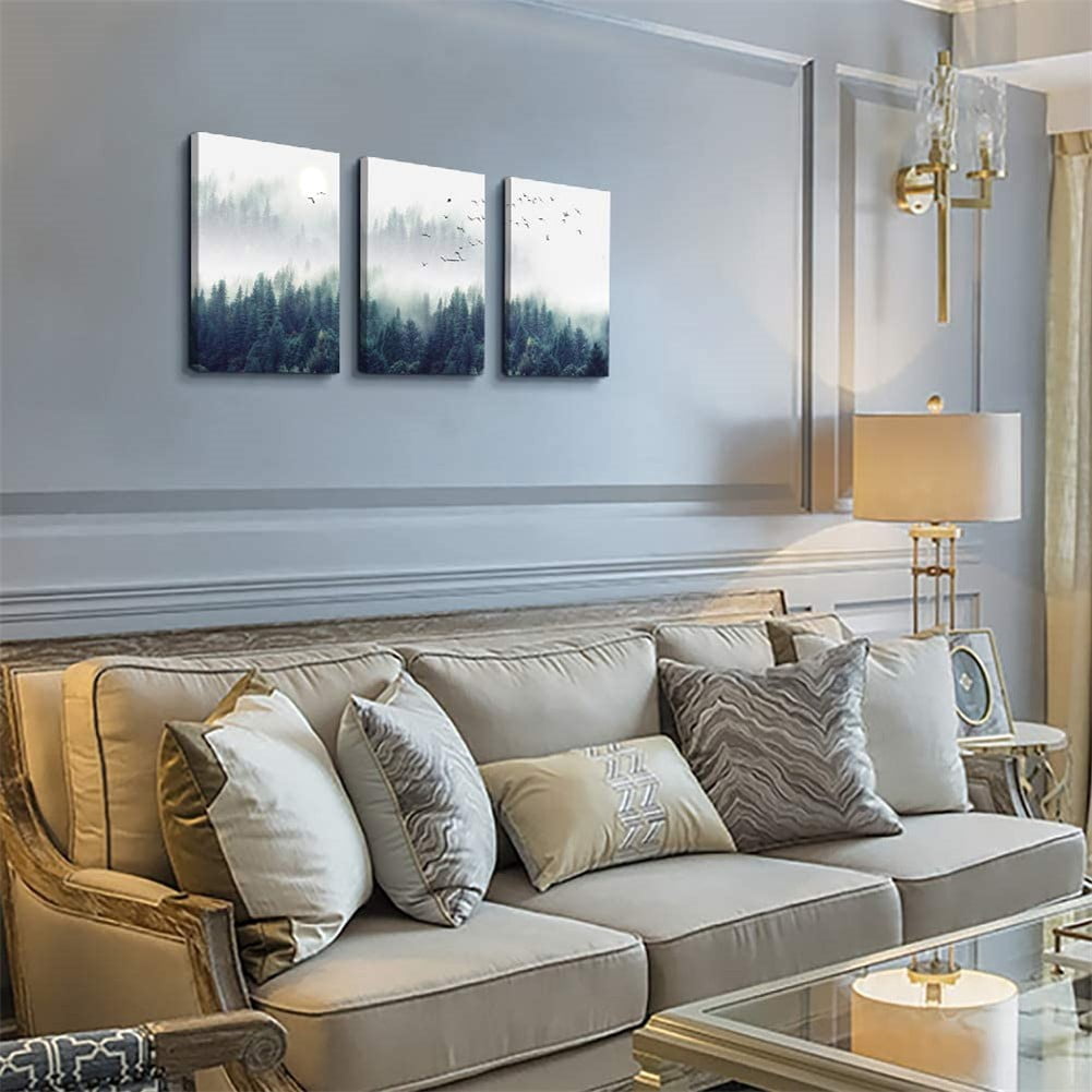 3 Piece Canvas Wall Art for Living Room Trees Landscape Painting 12"x16"x3 MLINY Wall Decor