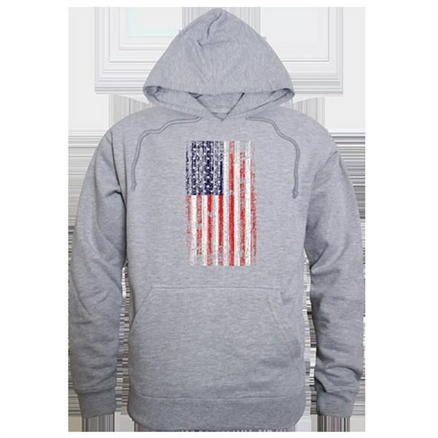 Rapid Dominance TS4-800-HGY-01 Distressed Flag Graphic Pullover Sweatshirt, Heather Gray - Small