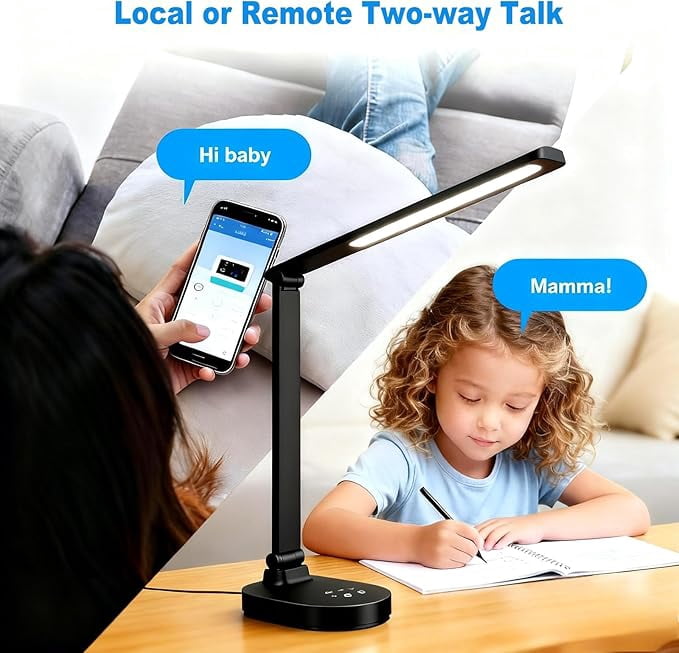 New  Smart WiFi Baby Monitor with Camera, Eye-Care Desk Lamp with 5 Brightness, Baby Monitors 2k HD, 2-Way Talk, 2.4 GHz Motion Detection Indoor Camera for Baby/Elderly/Pet