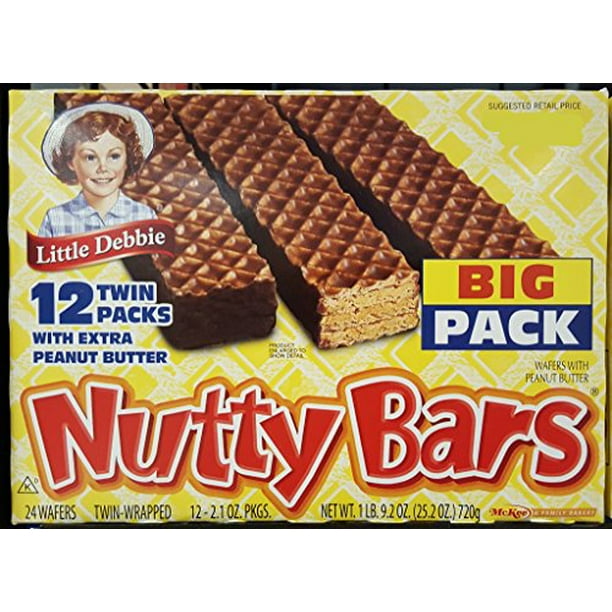 Little Debbie Nutty Bars Snacks, (2 Big Pack Boxes)