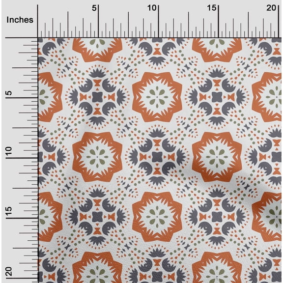 oneOone Viscose Chiffon Orange Fabric Artistic Flower & Shapes Geometric Sewing Fabric By The Yard Printed Diy Clothing Sewing Supplies 42 Inch Wide