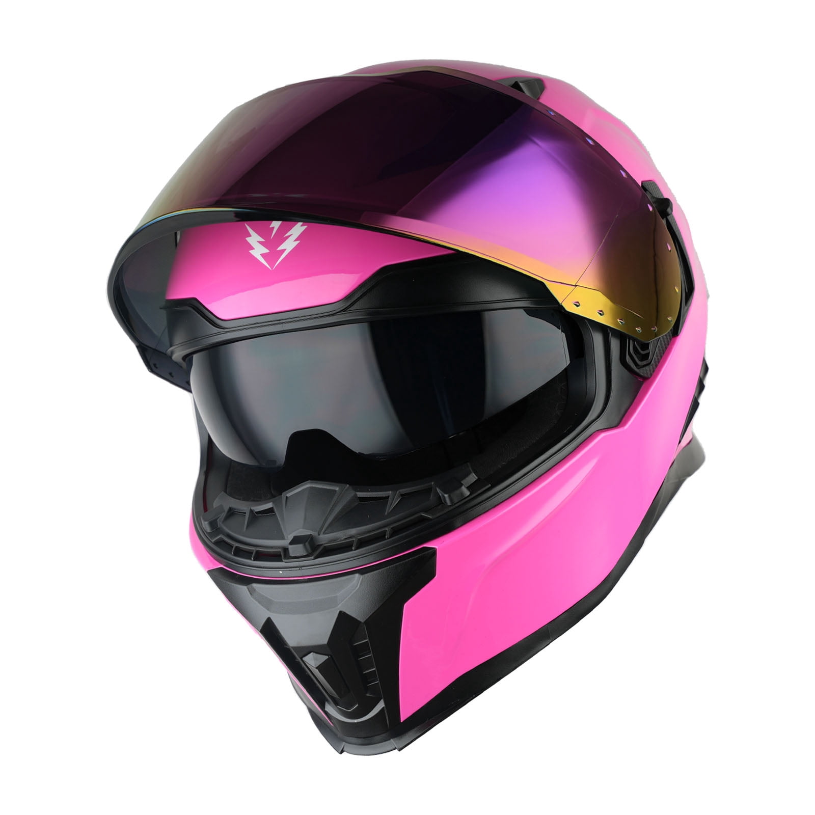 1Storm Motorcycle Full Face Helmet for Adults Men and Women Street Bike Racing Helmet DOT Approved with one Extra Clear Shield: KT828 Glossy Pink