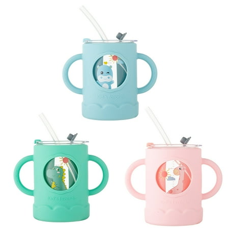 

SPRING PARK Glass Mugs With Handle Anti-scalding 250ml Double Wall Coffee Cup Gift For Kids Girls