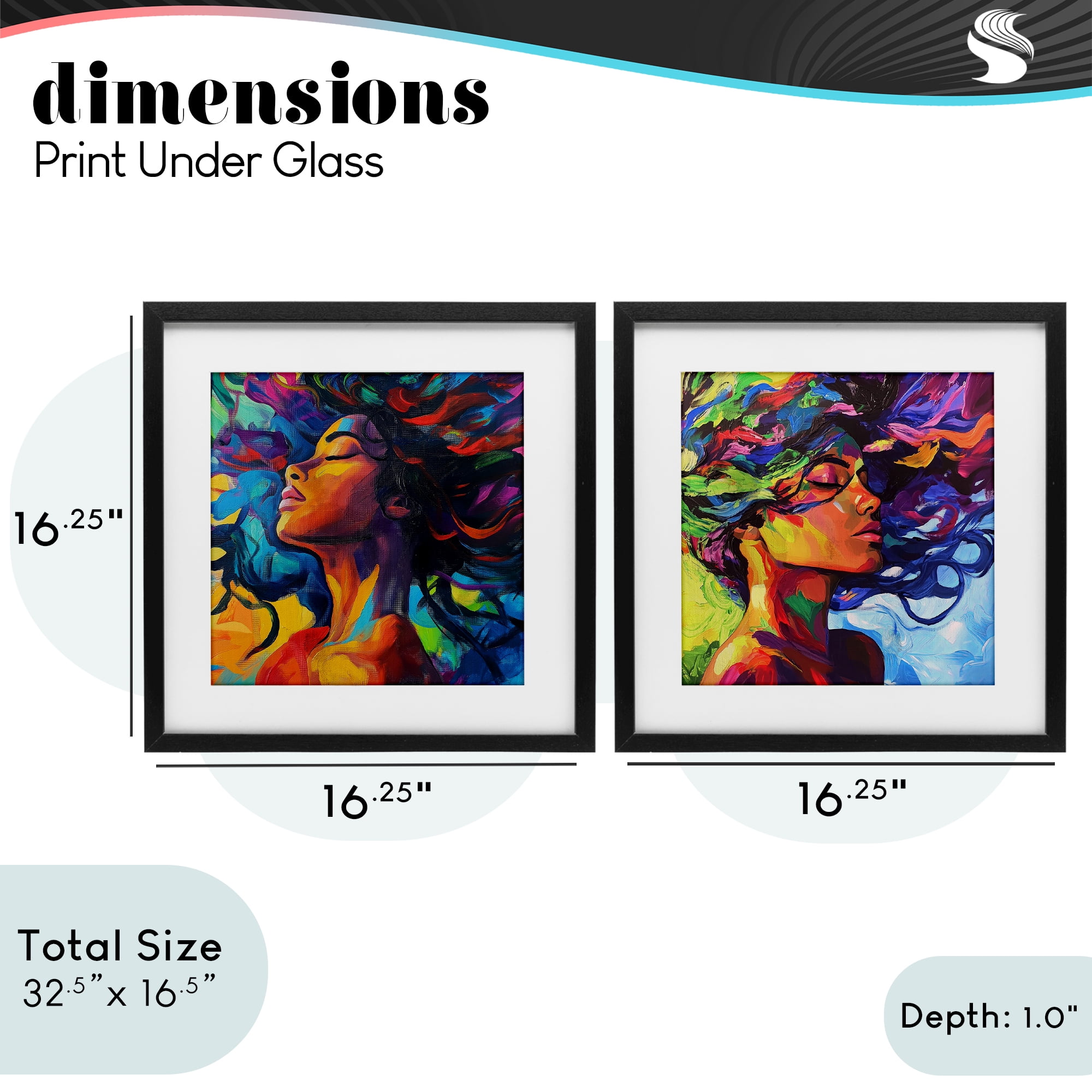 Stupell Industries Radiant Flow Of Colors 2 Piece Black Framed Print Under Glass Set, design by Svetlana Aleynikova