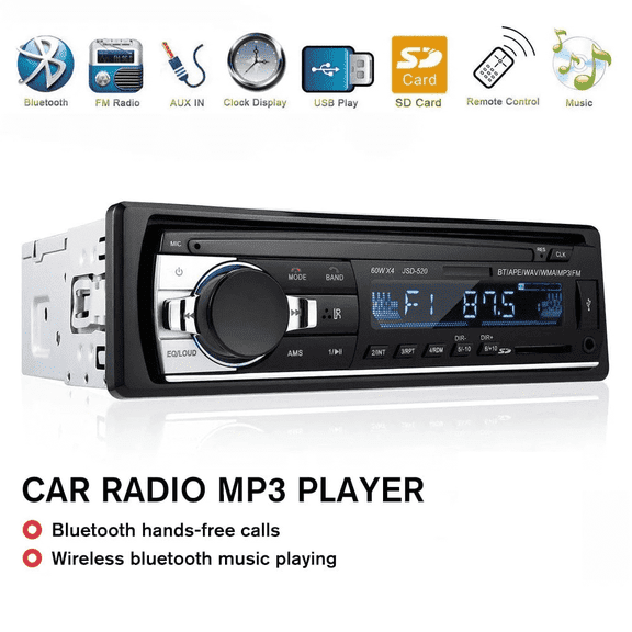 Podofo Single Din Car Stereo 12V Bluetooth FM Radio Car Audio Player Digital Audio Music USB/SD/AUX