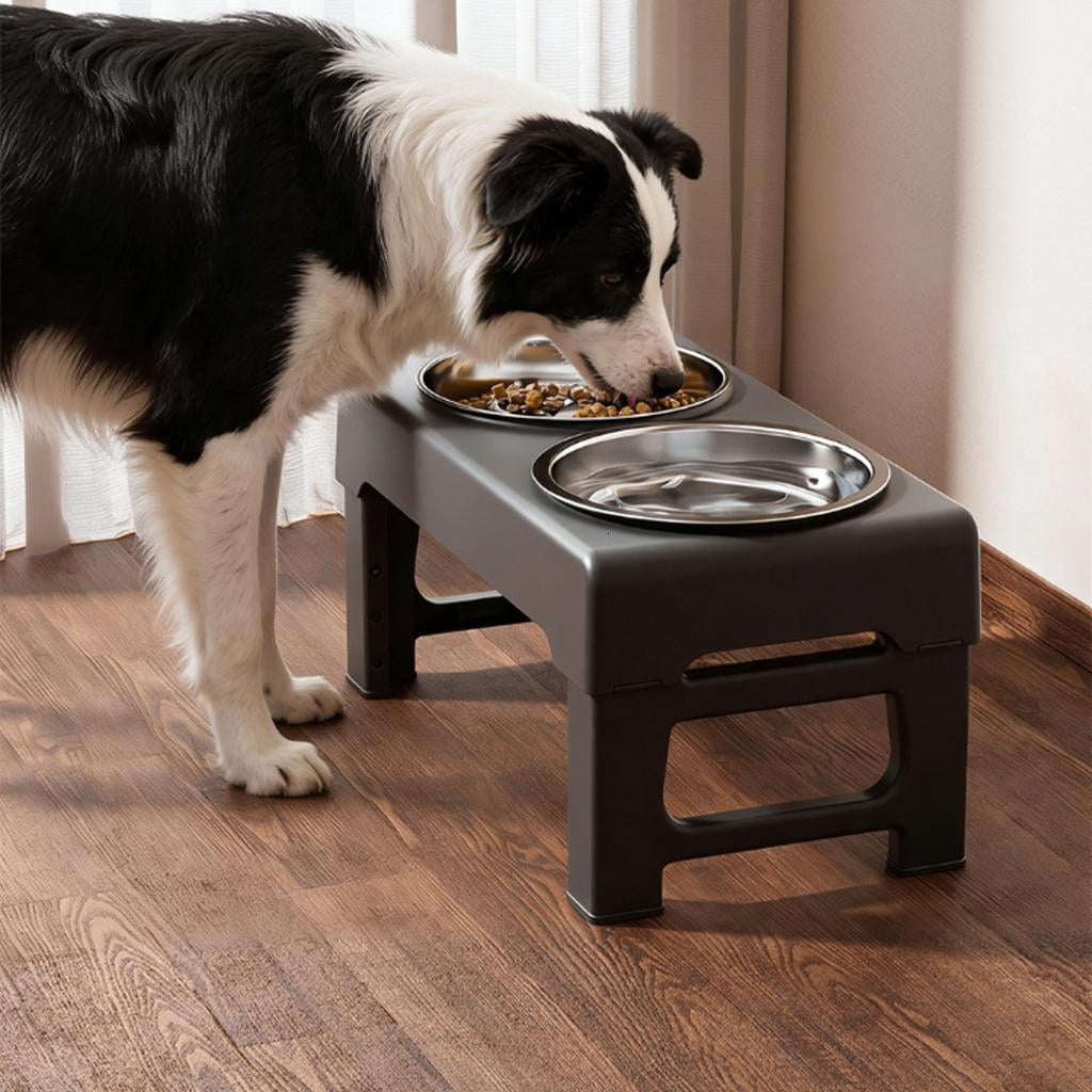 Giaone Adjustable Elevated Dog Feeder With Slow Feeder Bowl And Stainless Steel Dishes