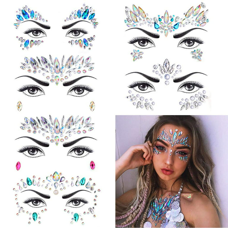 Buy DaLin 6 Sets Mermaid Face Gems Rave Festival Glitter Face