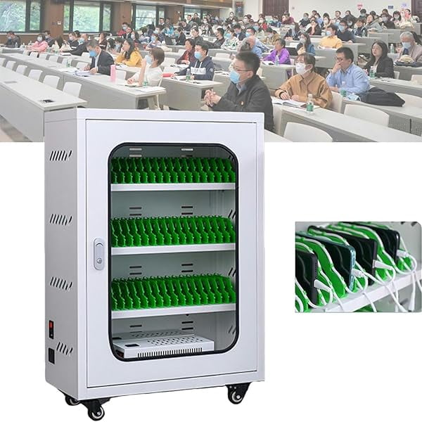 wonima02 50 Slots Charging Mobile Phone Cabinet,with Multi-Port Charger,5v 2a Efficient Charging,One-Touch Switch,Suitable for Warehouses, Factories,Etc