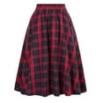 thumbnail image 3 of Women's Long Plaid Skirt Checkered Pattern High Elastic Waist A-Line Flared Hem Skirt Regular Fit for Casual & Formal Occasions, Cute Skirts, 3 of 3