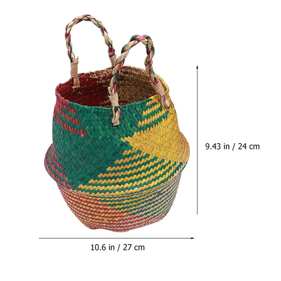 Portable Woven Basket Woven Storage Basket Laundry Basket Clothes Storage Basket