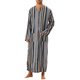 thumbnail image 2 of CAMISA DE NOCHE CHIC PARA HOMBRE Rayas de Manga Larga Cierre de Botón Dos Bolsillos Camisones L Azul Marino Gris, 2 of 4