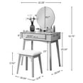 thumbnail image 6 of Roundhill Furniture Maly Contemporary Wood Vanity and Stool Set, White, 6 of 7