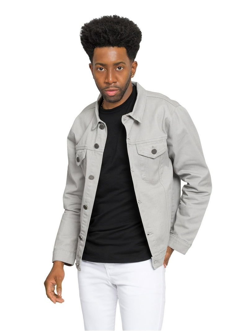 Victorious Men's Classic Colored Denim Jean Jacket DK190 Gray
