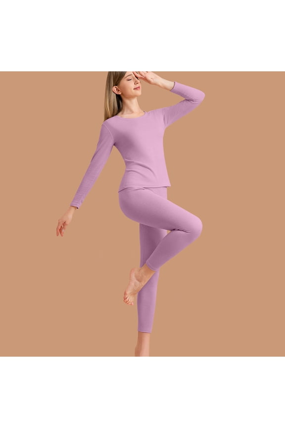 Thermal Underwear Set for Women Long Johns Ultra-Soft Warm Winter Fitted Round Neck Top & Bottom Base Layer Pajamas Sets for Cold Weather Purple XL