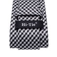 thumbnail image 6 of Hi-Tie Mens Black White Plaid Ties Classic Houndstooth Necktie with Handkerchief Cufflinks Set Business, 6 of 7