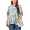 thumbnail image 2 of JuneFish Women's Plus Size Cold Shoulder Short Sleeve Tunic Top Loose Casual Blouse, 2 of 7