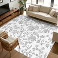 thumbnail image 2 of 6x9 Area Rugs, Boho Gray Flower Non-Skid Rubber Backing Large Rectangle Rugs - Living Room Bedroom Home Office, Vintage Farmhouse Leaf Spring Plant Indoor Floor Mat Carpets Washable Rug, 2 of 9