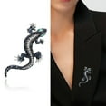 thumbnail image 2 of Kripyery Exaggerated Gecko Shape Brooch Shining Rhinestones Inlaid Pin Faux Silk Shawl Buckle Dress Badge Outfit Accessories, 2 of 8