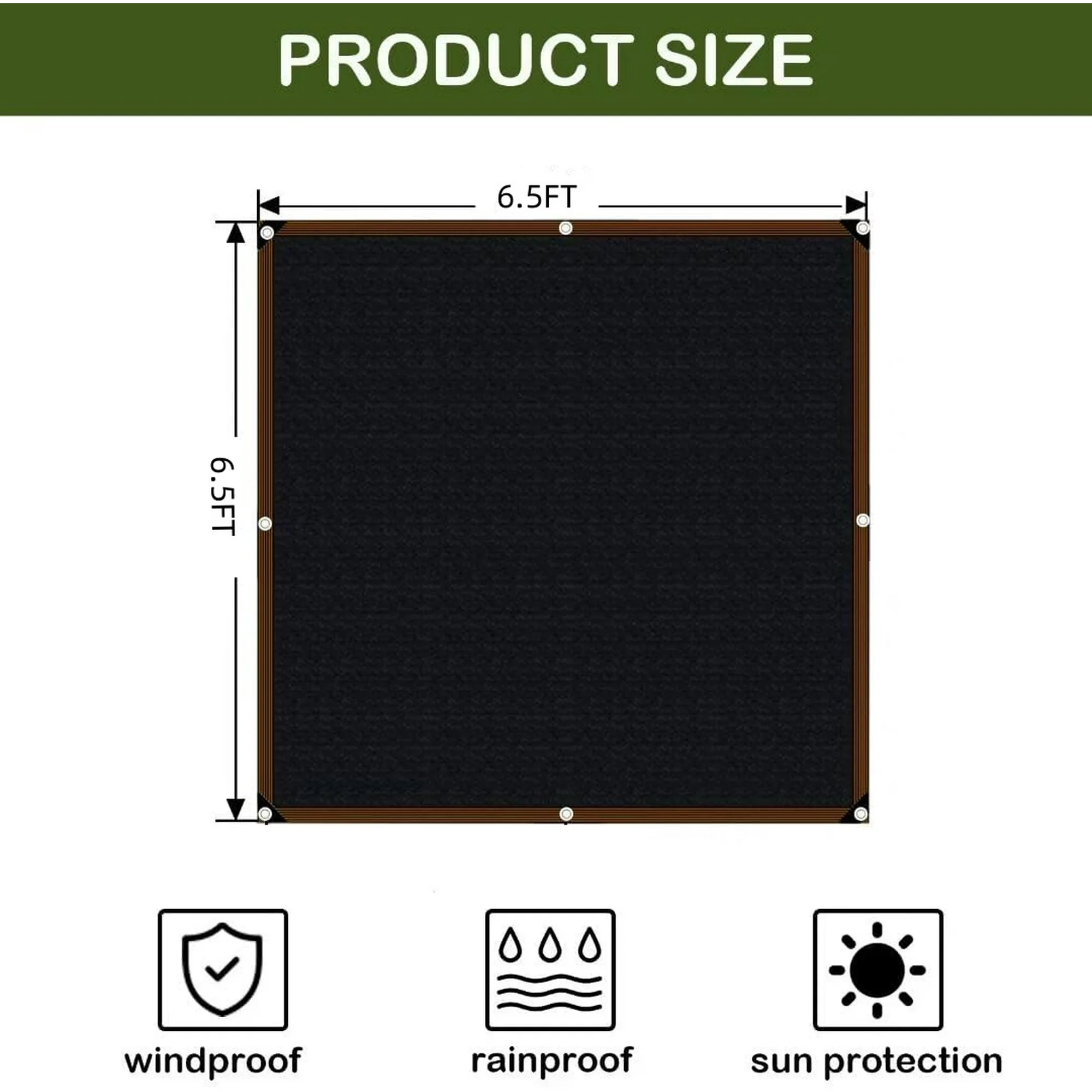 Black 90% Shade Cloth,6.5x6.5 FT Tear Resistant Sun Shade Net with Reinforced Grommet,Durable Garden Shade Tarp Cover for Greenhouse,Plant Cover, Chicken Coop,Patio and Pergola