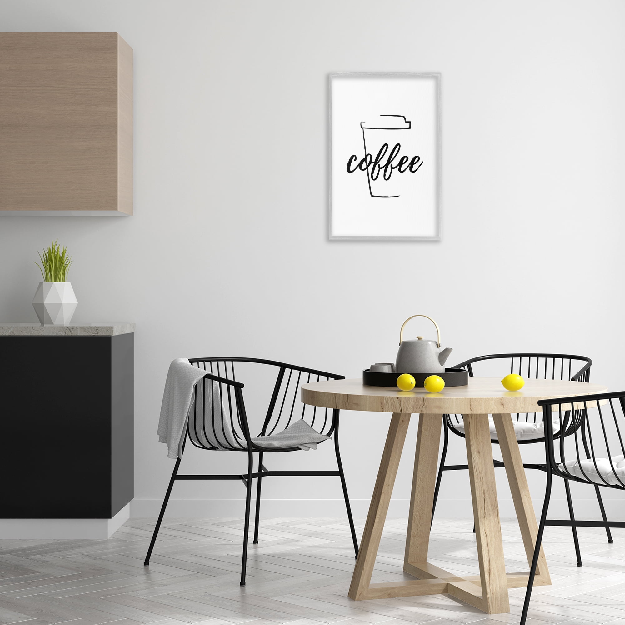 Stupell Industries Minimal Coffee Cup Food & Beverage Painting Gray Framed Art Print Wall Art, 16 x 24