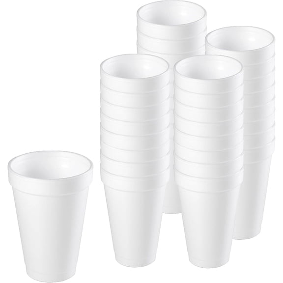 EcoQuality 10 oz White Foam Insulated Drinking Cups, Disposable, 100 Pack