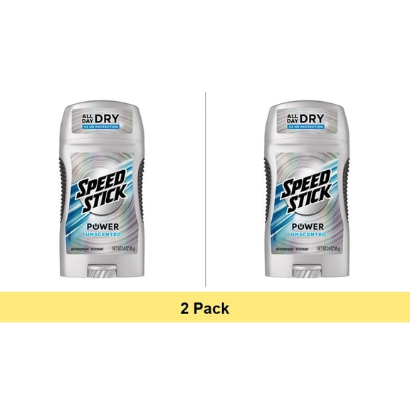 Speed Stick by Mennen Power Antiperspirant & Deodorant Solid Unscented - 2 Pack