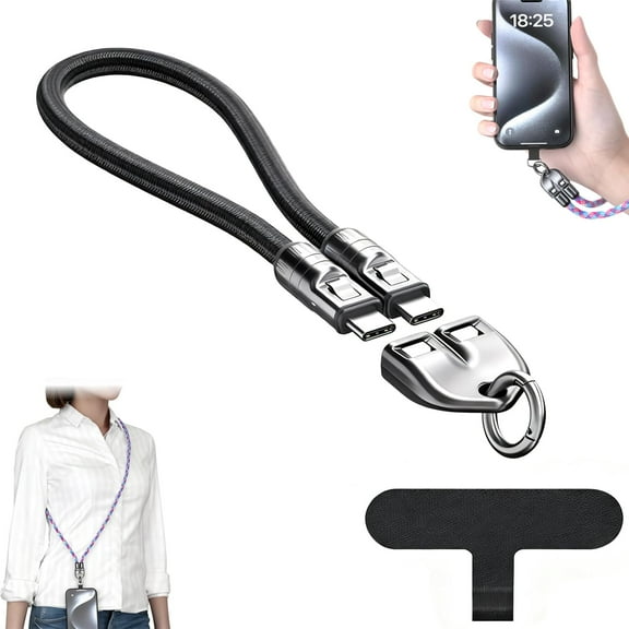 C to C 240W Charging Cable with Wearable Bracelet Design,2-in-1 Nylon Braided 5A Fast Charging USB-C Cable Phone,for Laptop,Phone
