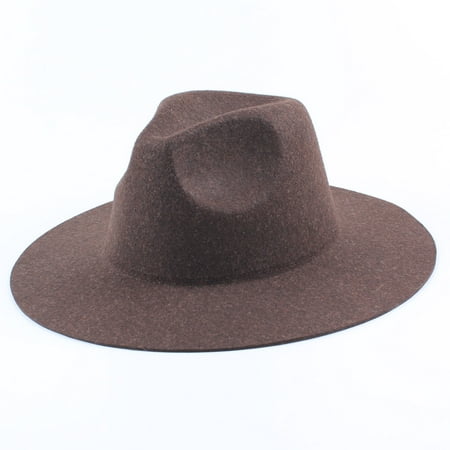 Vintage Unisex Women Men Wool Felt Hat Wide Brim Foldable Sun Beach Cap Sombreros Fedora Trilby Hat
