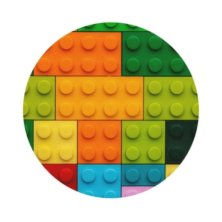 

Matuu Colorful Building Blocks for Cup Coasters Set of 6 Leather Coasters Desk Coasters for Office Measures 4” x 4” Round Shape