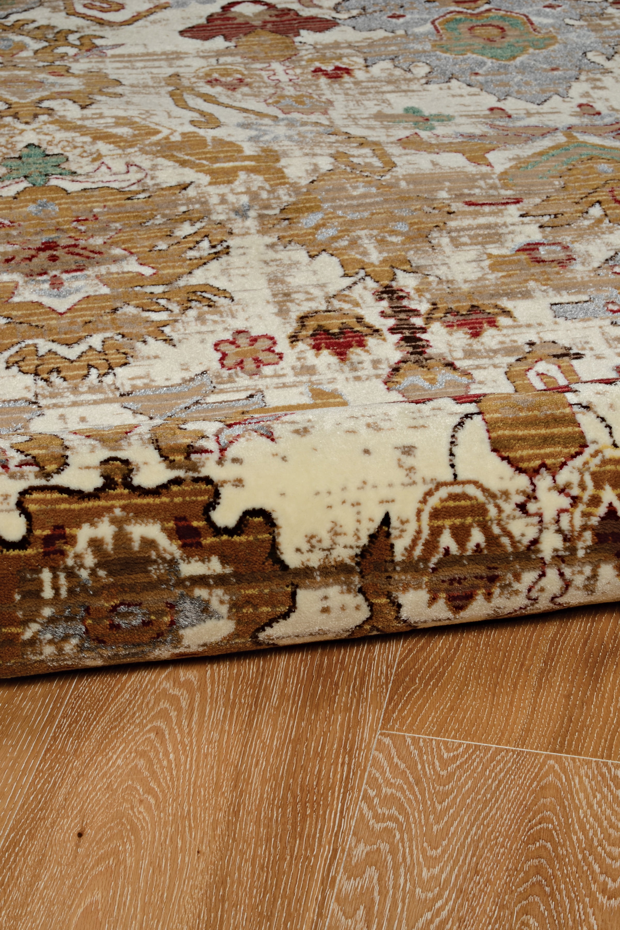 Linon Illusions Area Rug Collection, Gold and Burgundy, 3' x 5'