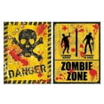 thumbnail image 2 of 2 Pcs Outdoor Decor Halloween Warning Sign Halloween Plaque Zombie Zone Wall Sticker Haunted House Wall Sticker Beware Sign, 2 of 4