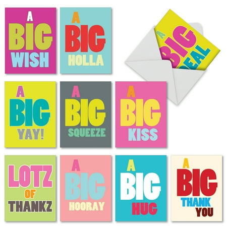 M1626BN BIG WORDS' 10 Assorted All Occasions Note Cards Feature a Simple Message in a Big Way with Envelopes by The Best Card