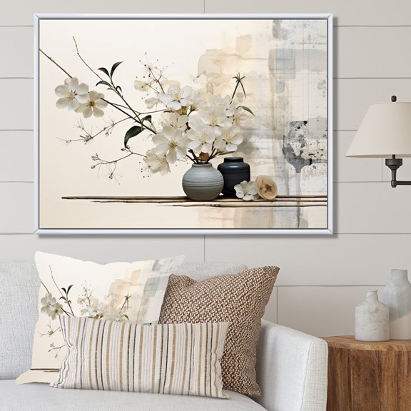 Designart "Sumie Zen Asian Painting II" Asian Art Floater Framed Canvas Print
