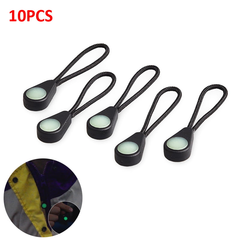10x Draw Cord Glow In The Dark Zipper Pulls Spare Cord For Jacket Coat Tent New 
